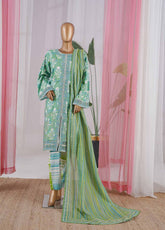 Bin Saeed Fabric - SM-045 A-EMBC-3 Piece Chikankari Stitched Suit